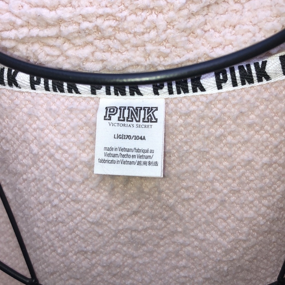 PINK Victoria's Secret sherpa sweatshirt size large cream fuzzy top sweatshirt - Picture 4 of 6